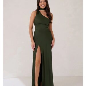 Park & Fifth One-Shoulder Forest Green Dress
